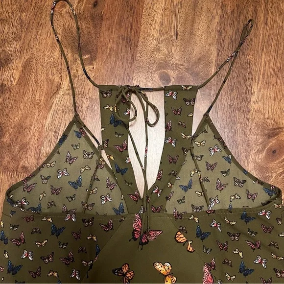 Abercrombie & Fitch Olive Butterfly Mini Dress Size Small - Picture 6 of 12